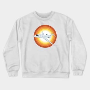 Bombardier Challenger 350 Jet Sunset Retro Aviation Design Crewneck Sweatshirt